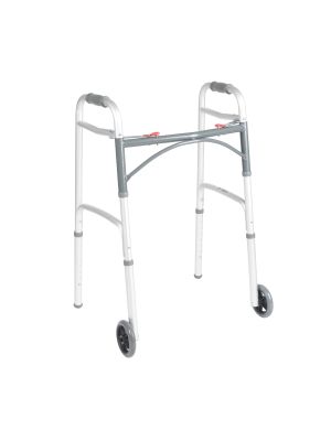 Drive Medical Deluxe Folding Walker, Two Button with 5" Wheels